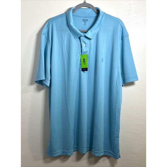 IZOD Other - NEW Izod Men's Grid Polo Shirt - Short Sleeve Light Blue Size XXL - NWT $55